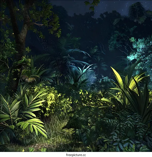 Tropical Rainforest Night Sky