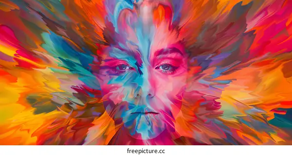 Colorful portrait of a woman's face