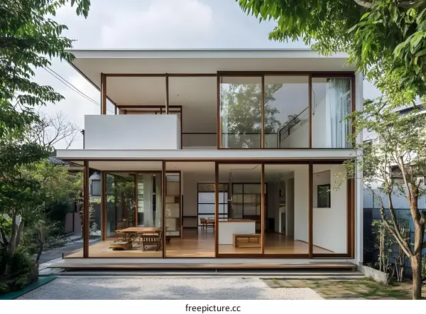 Modern Minimalist House with Large Glass Windows