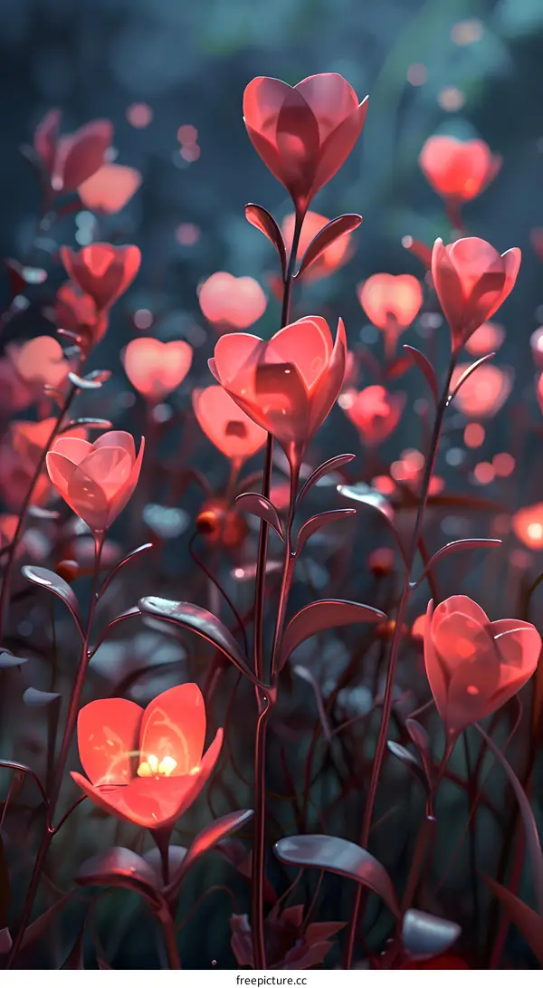 Pink flowers blooming in the night