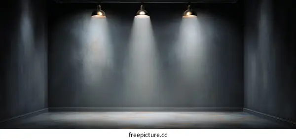 Empty Dark Room with Spotlight Lighting
