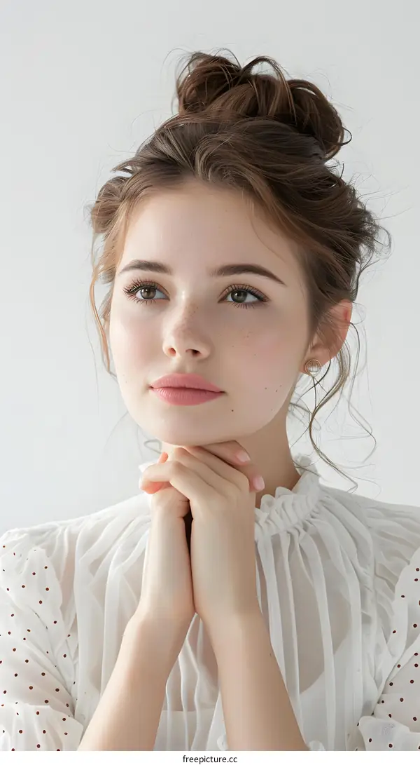 Portrait of Young Woman with Freckles