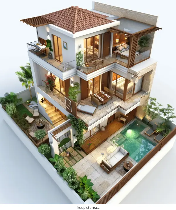 Multi-Level Modern House Design with Outdoor Spaces