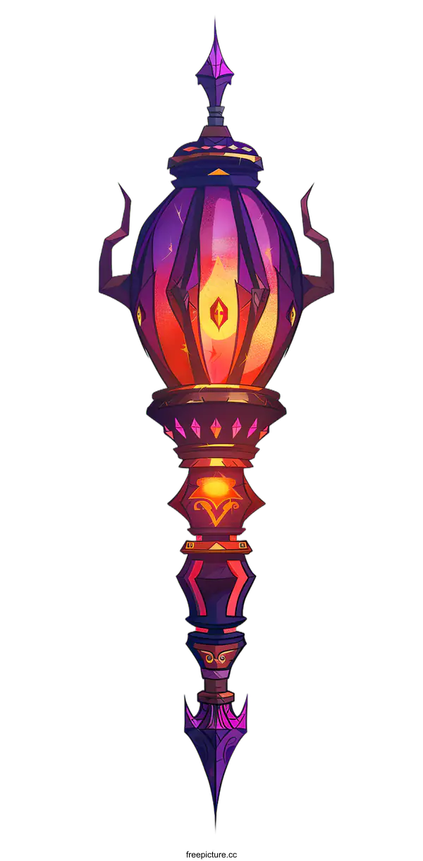[Transparent Background PNG]Fantasy Purple and Gold Lamp Illustration