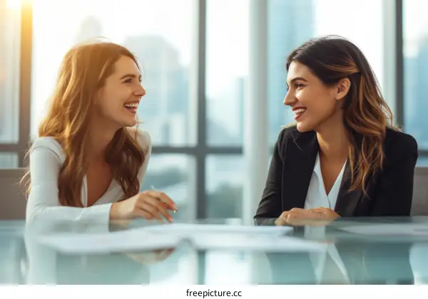 Two businesswomen having a meeting in an office