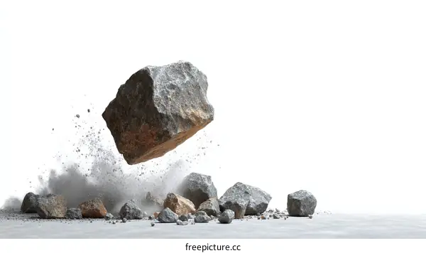 Large Rock Crumbling into Pieces