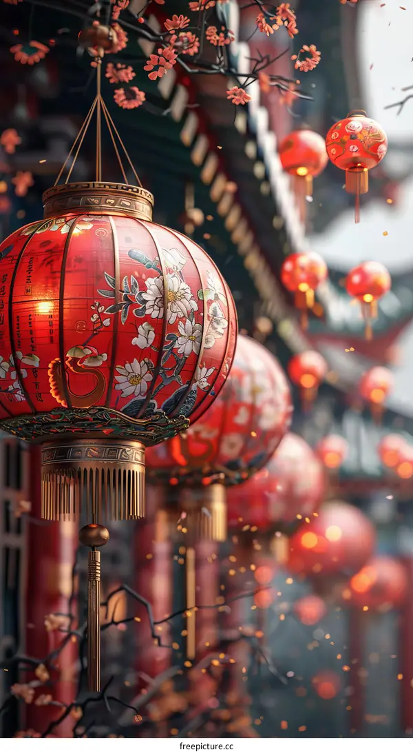 Chinese new year red lantern