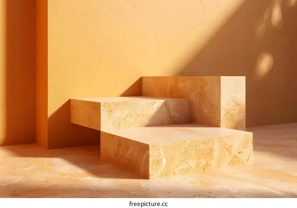 Minimalist Stone Platform With Sunlight