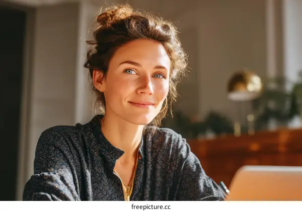 Smiling Woman in a Stylish Top