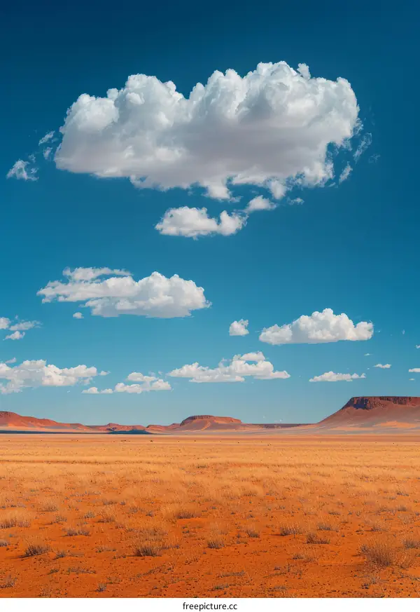 Arid Desert Landscape with Large White Cloud