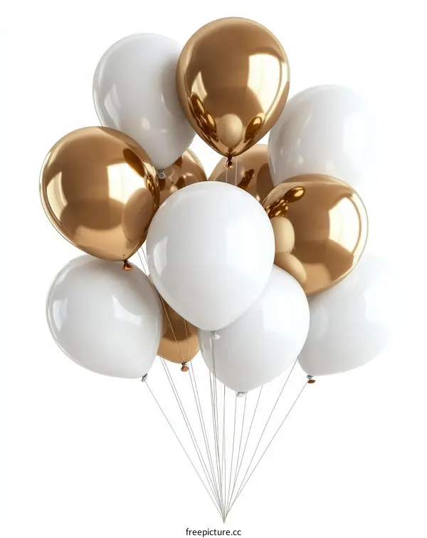 Bunch of Gold and White Balloons
