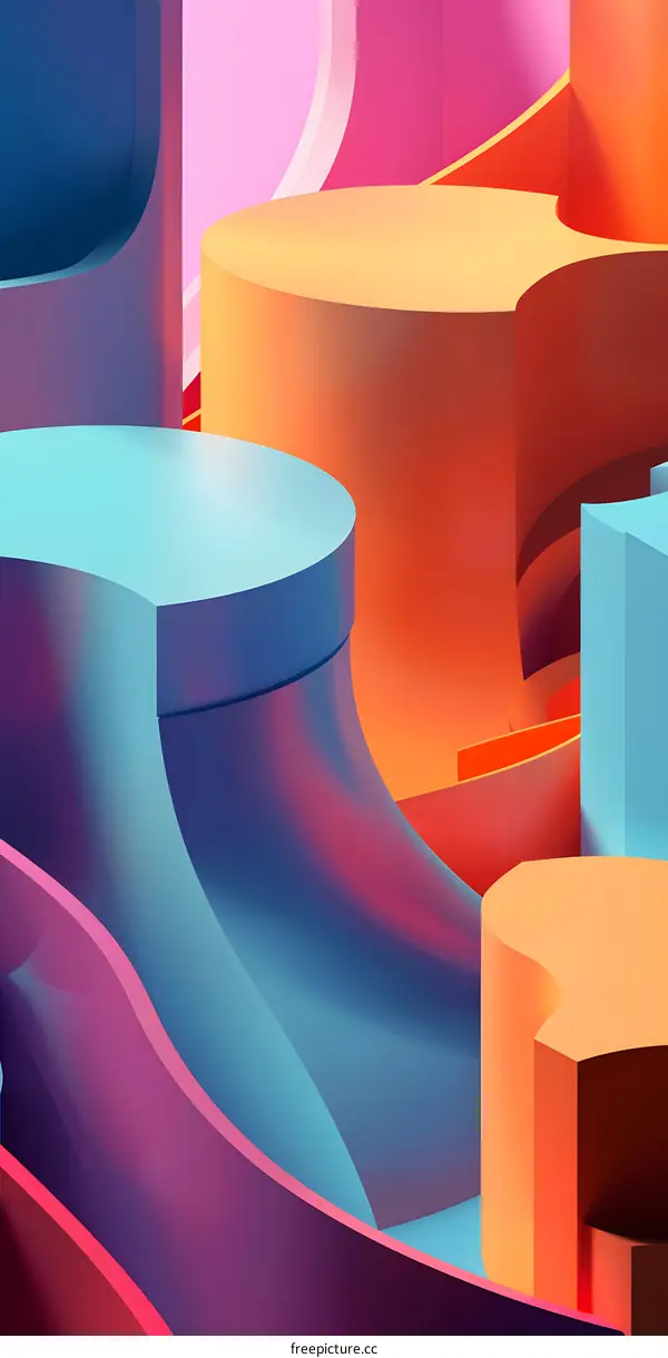 Abstract 3D Design With Colorful Shapes