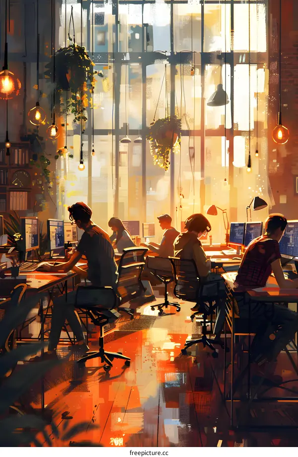 coworking space with people working at their desks