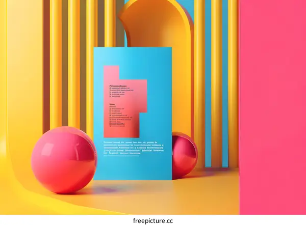 Abstract Colorful 3D Background with Pink Spheres