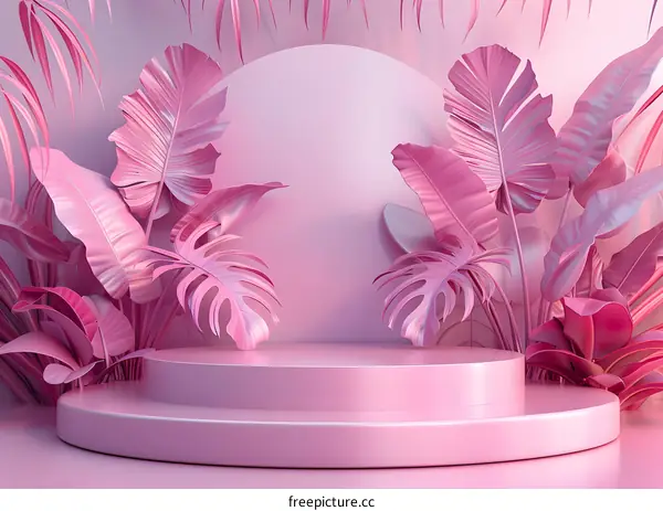 Pink Tropical Leaves and Cylindrical Stage
