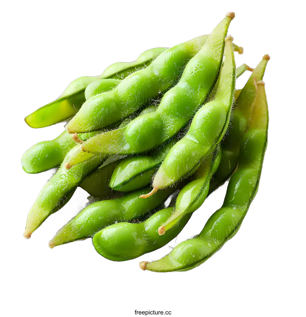 [Transparent Background PNG]Pile of fresh edamame beans on white background