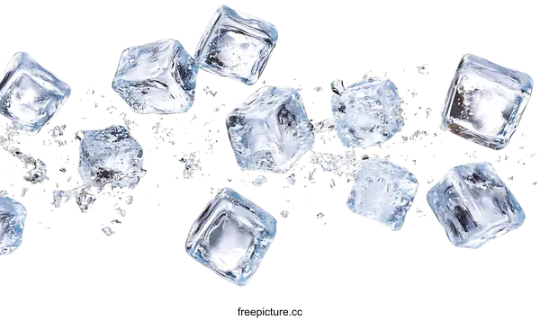 [Transparent Background PNG]Ice Cubes Falling Through Water