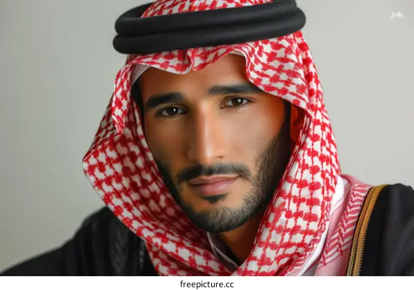 Saudi man wearing ghutra with agal