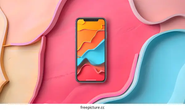 Colorful Abstract Phone Background With Wavy Shapes