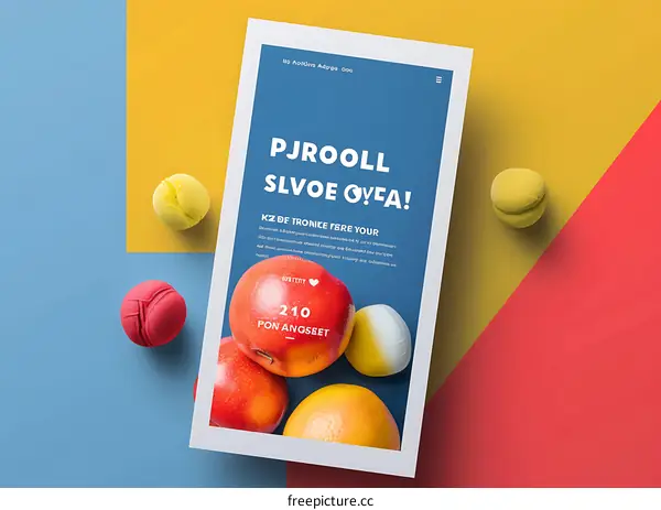 Fruit and Tennis Balls Mockup with Flyer