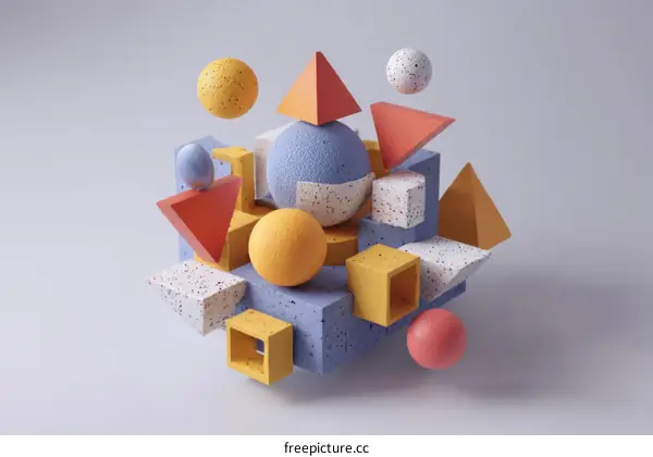 Abstract Colorful Geometric Shapes Composition