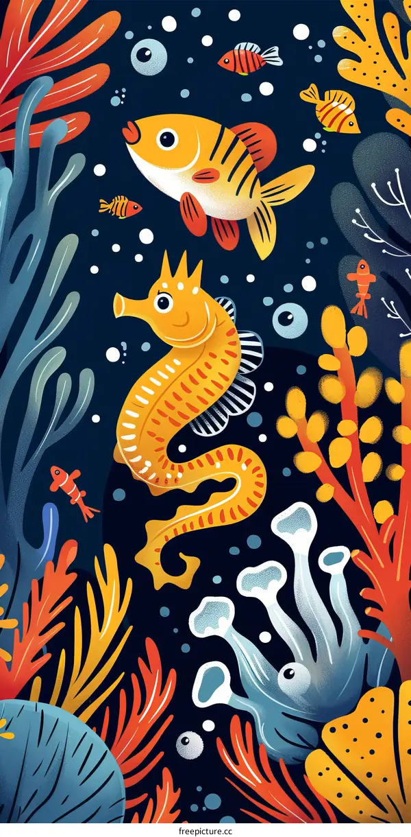 Undersea Creatures and Plants Illustration