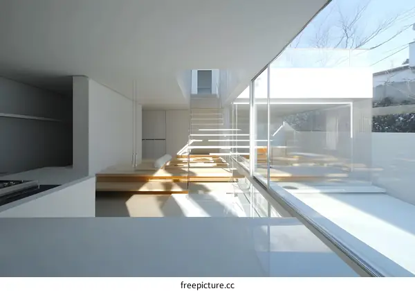 Modern House Interior Design With Glass Walls And Wooden Floors