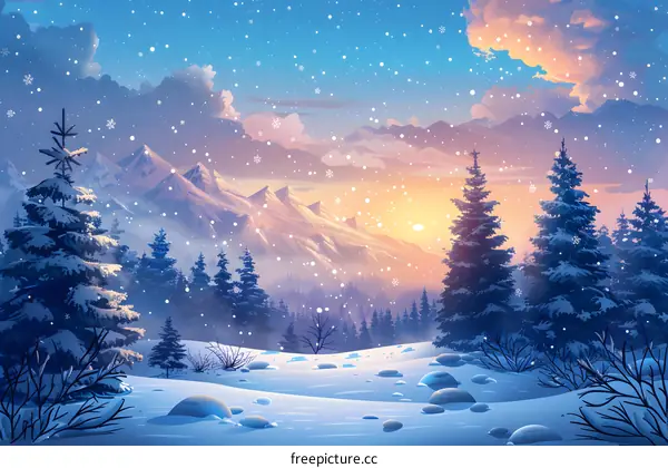 Snowy Landscape Illustration