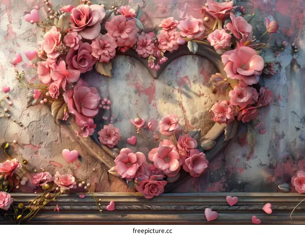 Heart Shaped Floral Decoration Illustration