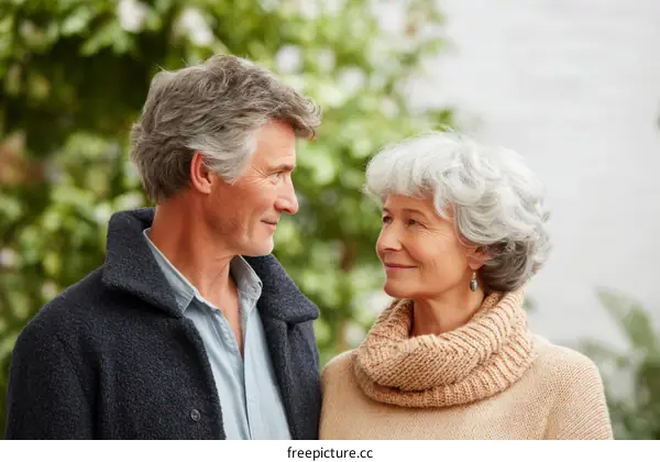 Couple in a loving embrace, Mature Adults