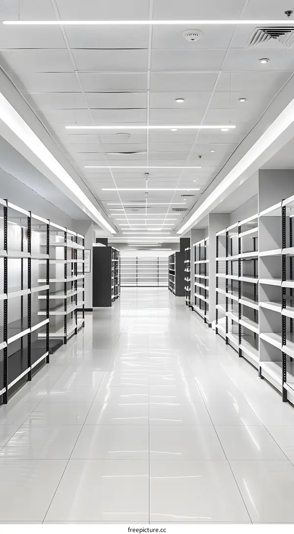 Empty White Shelves In A Modern Store