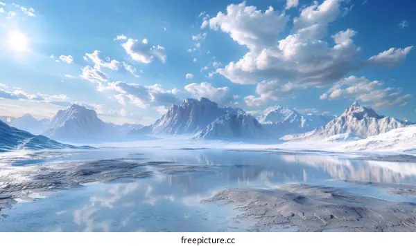 Frozen Lake in Majestic Mountains