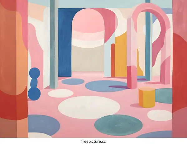 Abstract Painting of Geometric Shapes and Colors