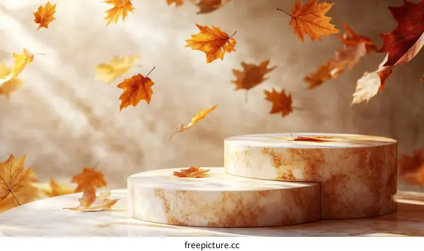 Autumn Leaves on Display Podium