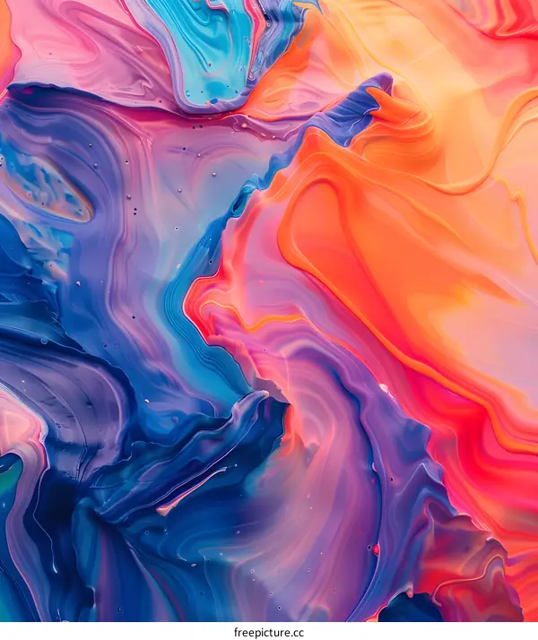 Abstract Colorful Swirling Paint