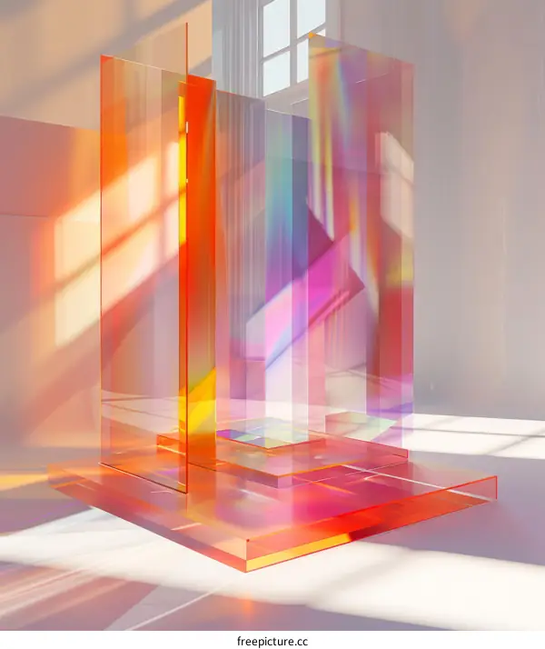 Dichroic Glass Sculpture Refracting Sunlight
