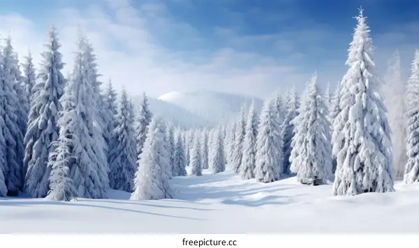 Snowy Pine Trees in a Winter Wonderland