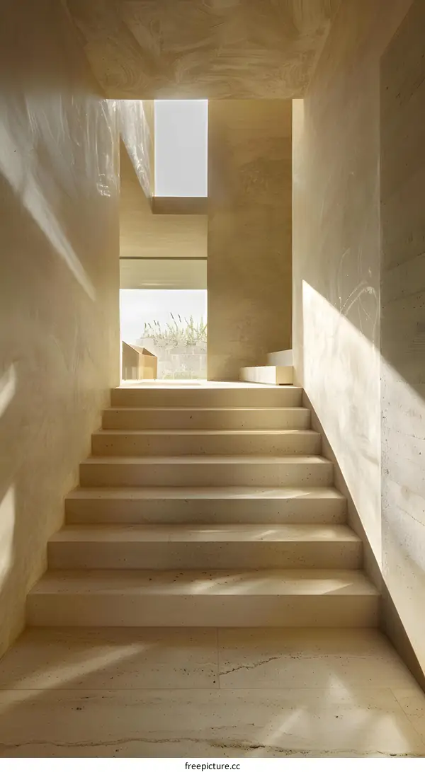 Minimalist Interior Design with Stone Stairs and Natural Light