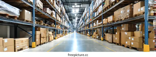 Large Warehouse Filled with Cardboard Boxes
