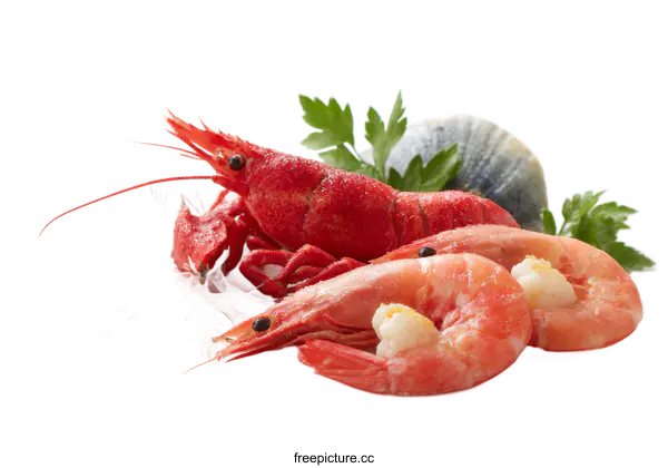 [Transparent Background PNG]Fresh Seafood Display with herbs and Shell