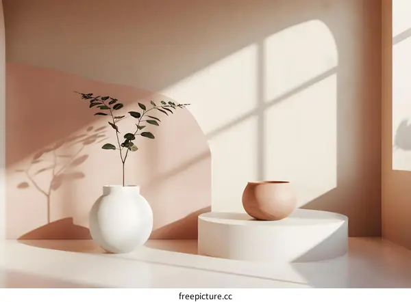 Minimalist Interior Design With Plant and Sunlight
