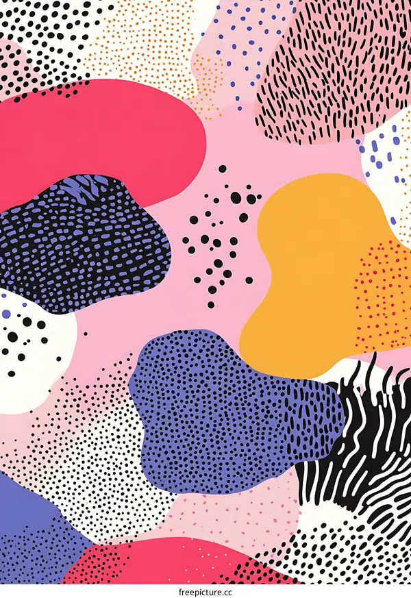 Abstract Pink Background With Colorful Irregular Shapes