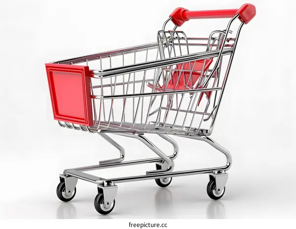 Empty Shopping Cart on White Background