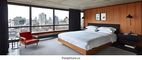 Modern Bedroom With City View and Minimalist Design