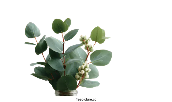 [Transparent Background PNG]Elegant Eucalyptus Branches Arrangement on White Background
