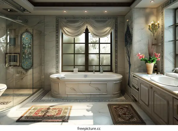 Luxury Elegant Bathroom Interior Design Illustration