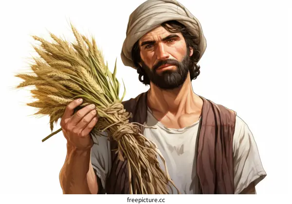 Wheat Holding Middle Eastern Man