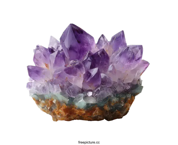 [Transparent Background PNG]Purple Amethyst Cluster Crystal Specimen