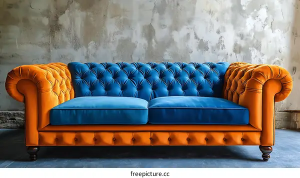 Colorful Chesterfield Sofa in Modern Setting
