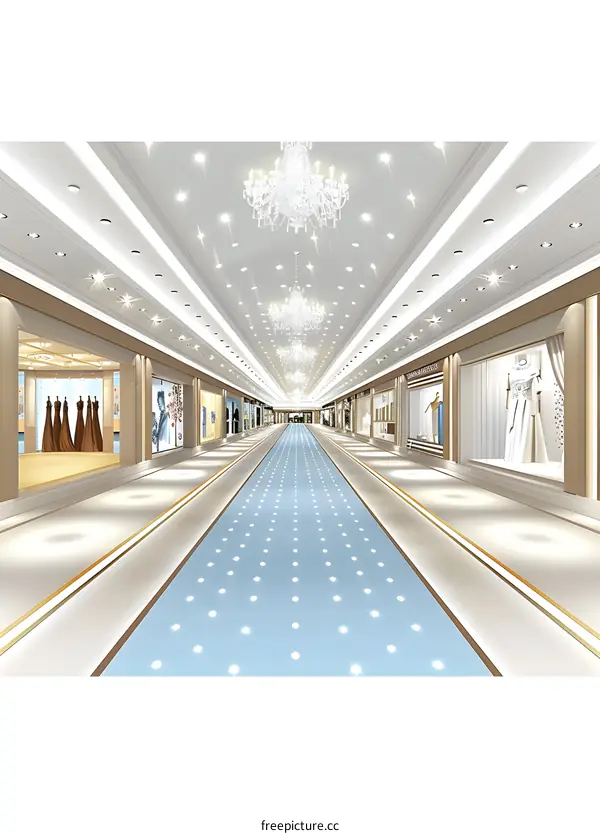 Luxury Interior Design with Chandeliers and Blue Carpet